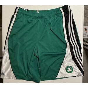 Y2K Adidas Boston Celtics Basketball Shorts Men's 2XL Green Shamrock Logo